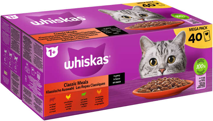 whiskas Katzen-Nassfutter Multipack Klassische Auswahl in Sauce 40 x 85g